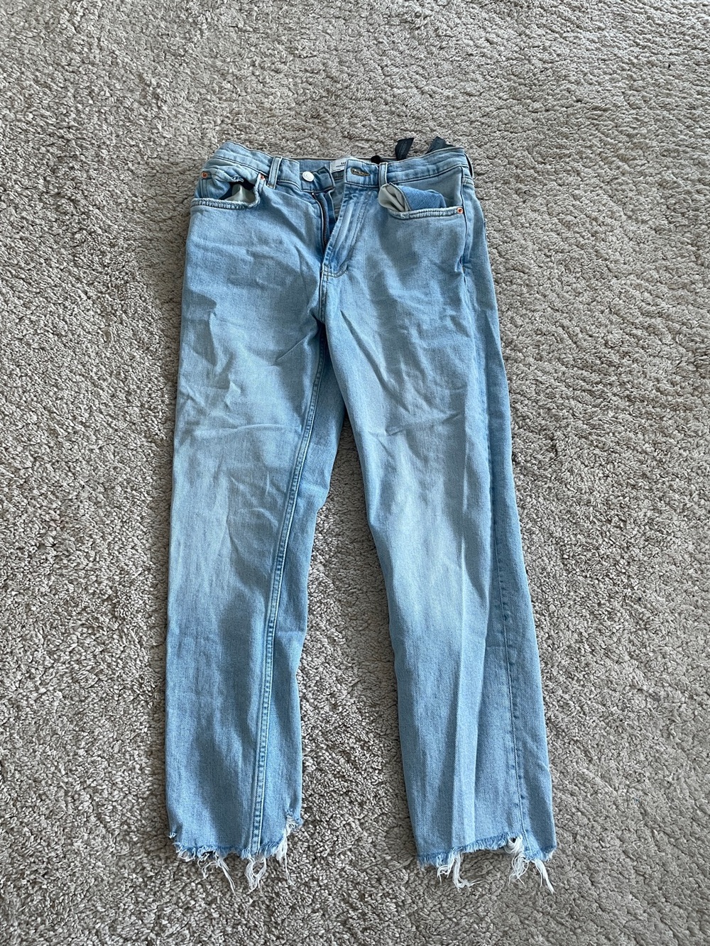 Light Wash Straight Leg Jeans - Light Blue